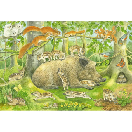 Schmidt Spiele Kinderpuzzle Tierfamilien, 3x48 Teile