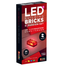 LED-Baustein-Erweiterungsset, 24 Teile, kompatibel mit gängigen Marken, geeignet ab 5 Jahren.