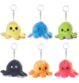 Wende Oktopus Plüsch Schlüsselanhänger 10cm, 6-fach sortiert