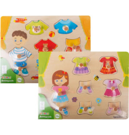 SpielMaus Holz Anziehpuzzle Mädchen und Junge, 5 Teile, sortiert
