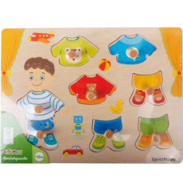 SpielMaus Holz Anziehpuzzle Mädchen und Junge, 5 Teile, sortiert