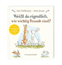 Deutsches Kinderbuchcover mit zwei gezeichneten Kaninchen und dem Titel Weißt du eigentlich, wie wichtig Freunde sind?.