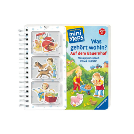 Kindermagnetbuch mit Bauernhofthema und Tier-, Picknick- sowie Hofmotiven auf dem Cover. Kindermagnetbuch mit Bauernhofthema und Tier-, Picknick- sowie Hofmotiven auf dem Cover.