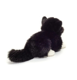 Teddy Hermann Katze liegend, weiß/schwarz, ca. 20 cm