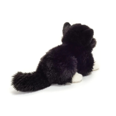 Teddy Hermann Katze liegend, weiß/schwarz, ca. 20 cm