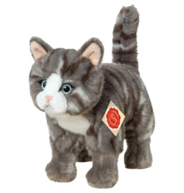 Teddy Hermann Katze stehend, grau, 20 cm