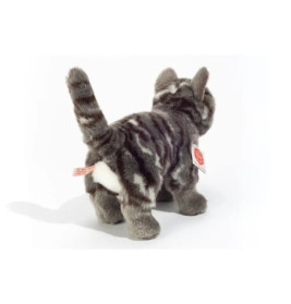 Teddy Hermann Katze stehend, grau, 20 cm