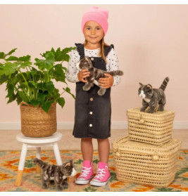 Teddy Hermann Katze stehend, grau, 20 cm