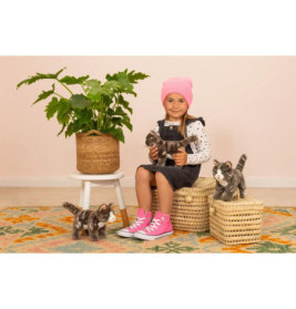 Teddy Hermann Katze stehend, grau, 20 cm