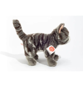 Teddy Hermann Katze stehend, grau, 20 cm