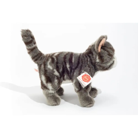 Teddy Hermann Katze stehend, grau, 20 cm