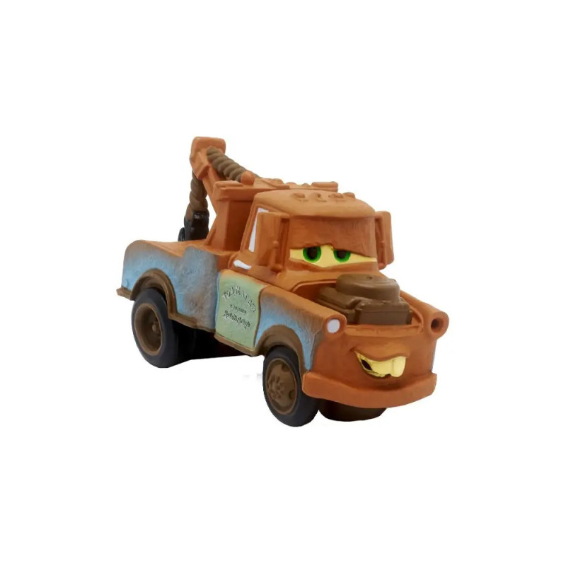 Spielzeug-Abschleppwagen im Cartoon-Stil mit braun-blauem Körper, grünen Augen und lachendem Mund. Spielzeug-Abschleppwagen im Cartoon-Stil mit braun-blauem Körper, grünen Augen und lachendem Mund.