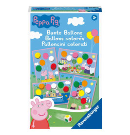 Peppa Pig Bunte Ballone Spielbox mit bunten Ballons und Peppa Pig Figuren auf illustrierten Karten.