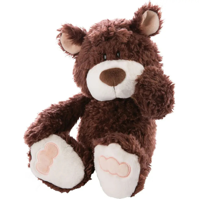 Ein brauner, flauschiger Teddybär mit weißen Pfoten und Schnauze sitzt aufrecht vor weißem Hintergrund. Ein brauner, flauschiger Teddybär mit weißen Pfoten und Schnauze sitzt aufrecht vor weißem Hintergrund.