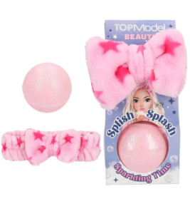 Rosa Badebombe, Haargummi mit Schleife und Sternen, Verpackung mit Mädchen und Splish Splash.