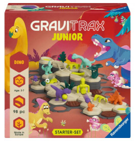 GraviTrax Junior Dino Starter Set mit Dinos, Schienenteilen und bunter Box. Für Kinder von 3-7 Jahren.