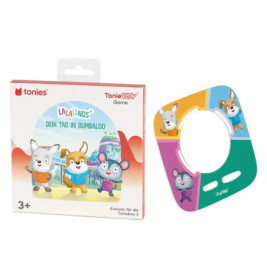 Buntes Kinderspiel Lalalinos: Dein Tag in Bumbaloo mit Comic-Tieren auf der Verpackung.