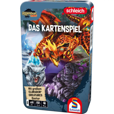 Kartenspiel-Box mit Drache, Wolf, Felsmonster Titel Das Kartenspiel von Schleich und Schmidt.