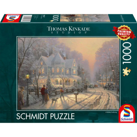 Schmidt Puzzle (1000 Teile) mit winterlichem Dorfmotiv von Thomas Kinkade Studios.