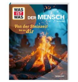 Buchcover mit Lagerfeuer vorne, drei Personen im Hintergrund, deutscher Text.