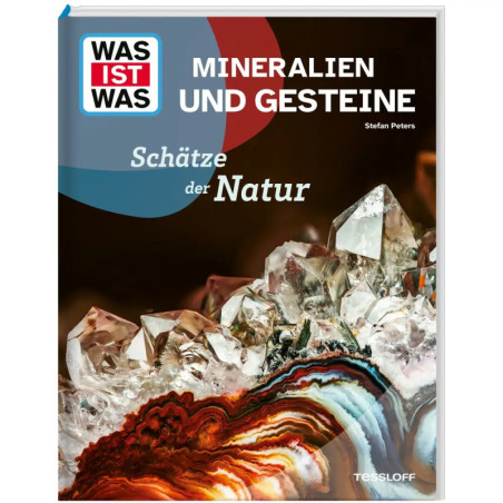 Buchcover Mineralien und Gesteine mit Kristallen, Mineralien und deutschem Text.