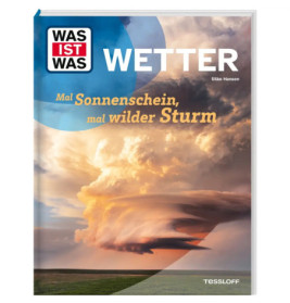 Bucheinband: Dramatische Sturmwolken über Feld, Titel Wetter, deutscher Text zu Sonne und Stürmen.