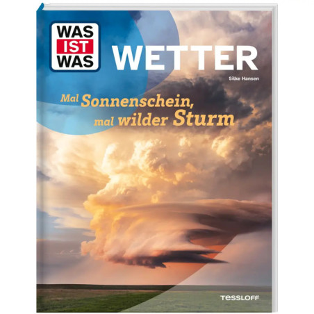Bucheinband: Dramatische Sturmwolken über Feld, Titel Wetter, deutscher Text zu Sonne und Stürmen.