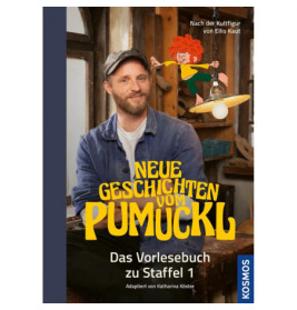 Buchcover mit lächelndem Mann mit Mütze und Comicfigur Titel: Neue Geschichten vom Pumuckl.