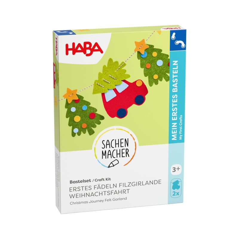 HABA Bastelset mit Filz-Girlande aus Bäumen und Auto, geeignet für Kinder ab 3 Jahren.