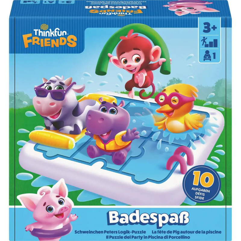 Thinkfun Friends Badespaß Puzzle: Cartoon-Tiere auf Pool-Spielzeug, ab 3 Jahren.