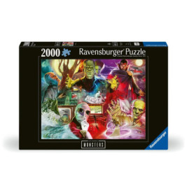 Ravensburger Puzzle mit 2000 Teilen und farbenfrohen Illustrationen klassischer Filmmonster.