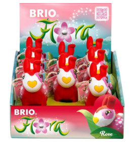BRIO Flora Rose Spielzeugbox mit rosa und roten Hasenfiguren mit herzförmigen Nasen.