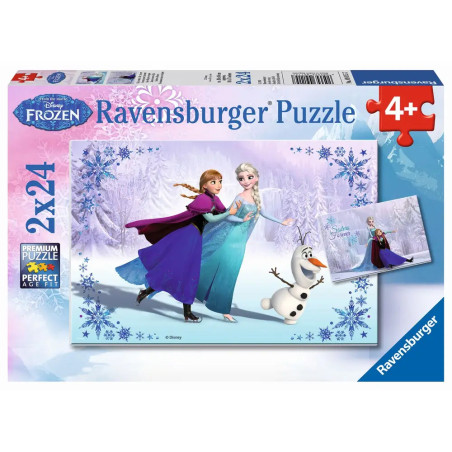 Ravensburger Puzzle 9115, Schwestern für immer, 2x24 Teile mit Anna & Elsa Motiv, empfohlen ab 4 Jahren.