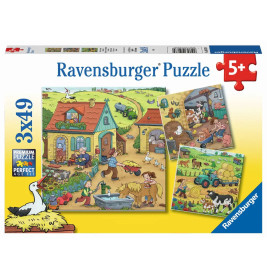 Ravensburger 5078 Puzzle Viel los auf dem Bauernhof 3 X 49 Teile
