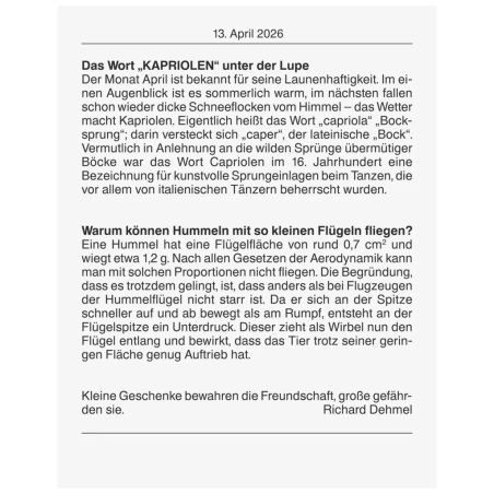 Tagesabreißkalender Nr.13 2026