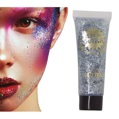 GLITTER MAKE-UP TUBE, 20 CC, SILBER