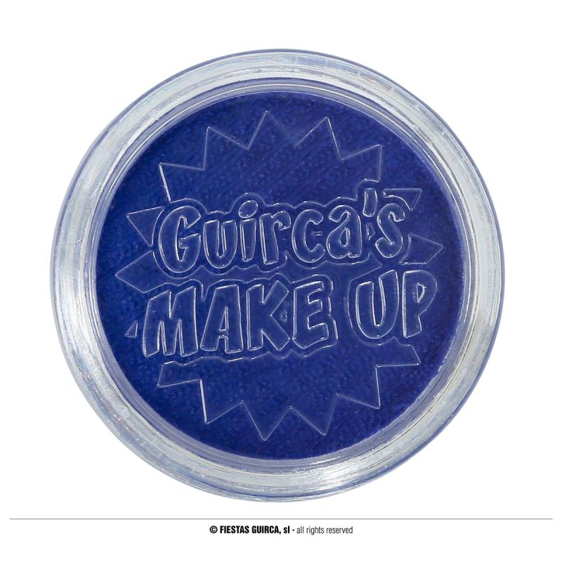 Runder Behälter mit blauer Guircas-Schminke, Deckel mit erhabener Aufschrift.