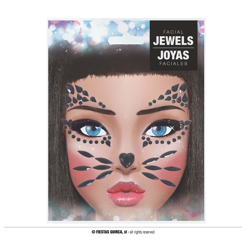 SCHWARZE KATZE SELBSTKLEBENDE STRASSSTEINE FÜRS GESICHT