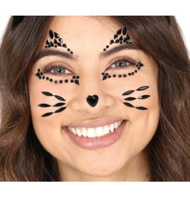 SCHWARZE KATZE SELBSTKLEBENDE STRASSSTEINE FÜRS GESICHT