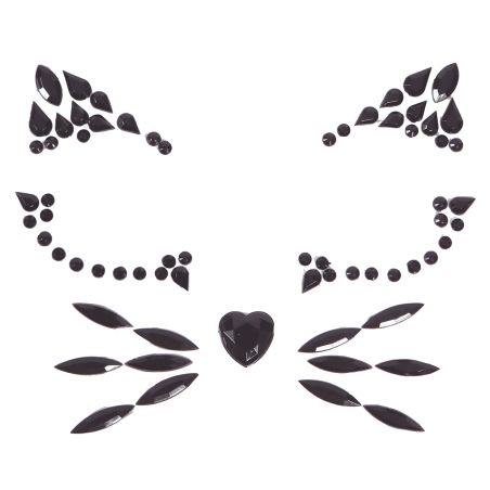 SCHWARZE KATZE SELBSTKLEBENDE STRASSSTEINE FÜRS GESICHT