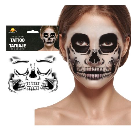 SKELETT KLEBE TATTOO FÜRS GESICHT 30x14cm