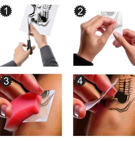 SKELETT KLEBE TATTOO FÜRS GESICHT 30x14cm