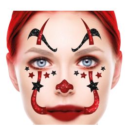 CLOWN GLITTER AUFKLEBER GESICHT, 20x20 cm