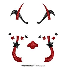 CLOWN GLITTER AUFKLEBER GESICHT, 20x20 cm