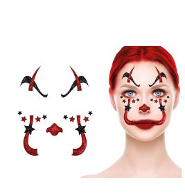 CLOWN GLITTER AUFKLEBER GESICHT, 20x20 cm