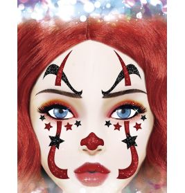CLOWN GLITTER AUFKLEBER GESICHT, 20x20 cm
