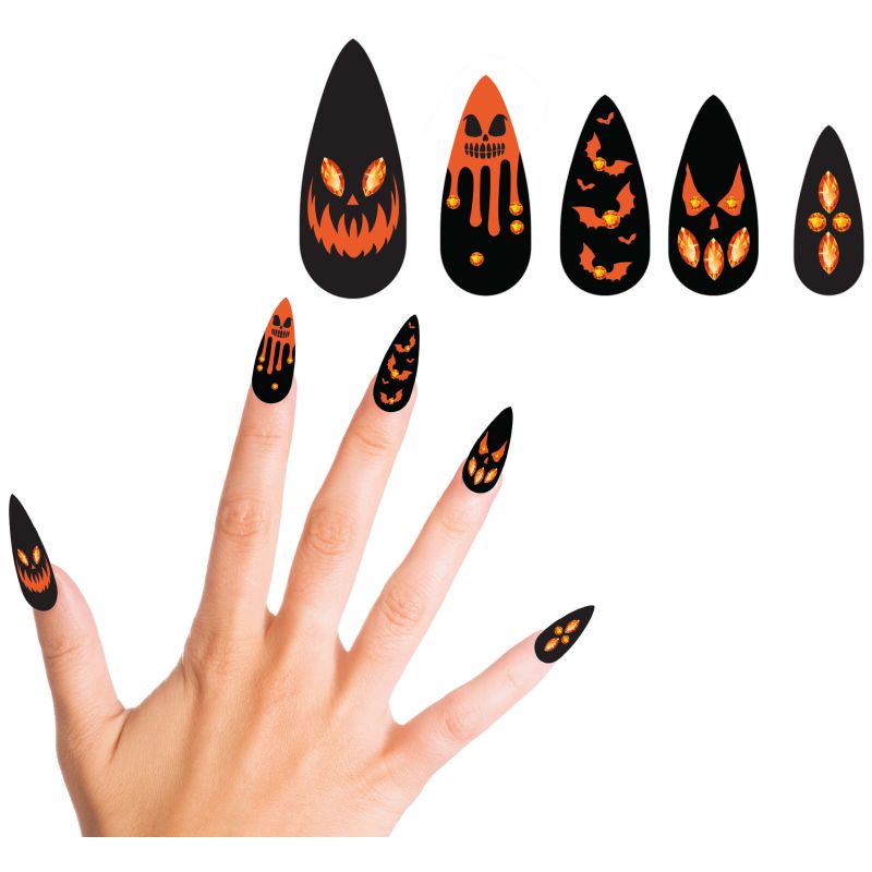 Edle Kürbis Fingernägel mit Gl itzer