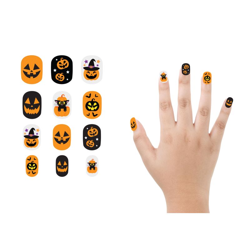 Kürbis Fingernägel für Kinder selbstklebend