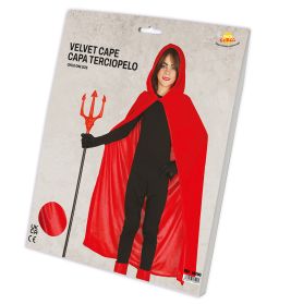 ROTER UMHANG MIT KAPUTZE AUS SAMT LÄNGE 100 CMS. F