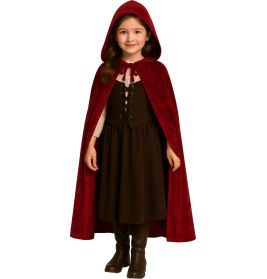 ROTER UMHANG MIT KAPUTZE AUS SAMT LÄNGE 100 CMS. F